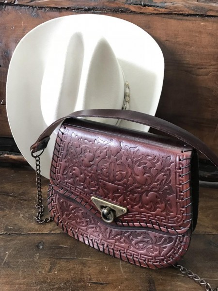 Bolsa para Dama de piel Vacuno Cincelado Color Café