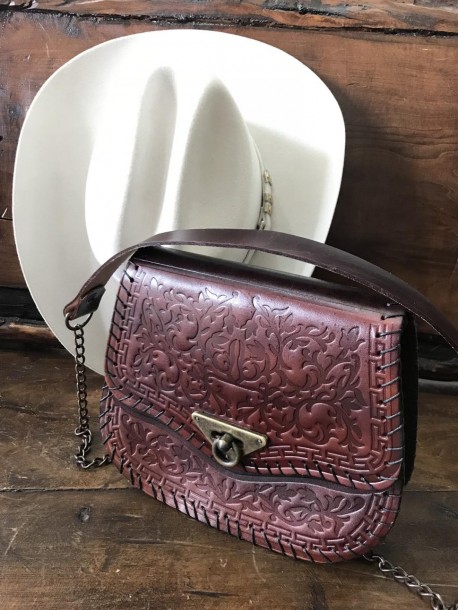 Bolsa para Dama de piel Vacuno Cincelado Color Café