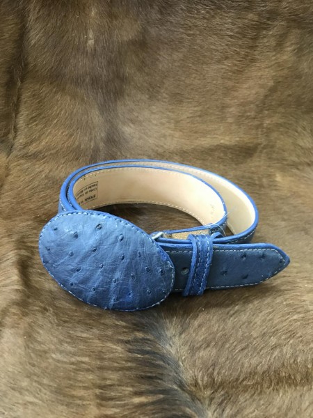 Cinturón de piel de Avestruz Hebilla Oval