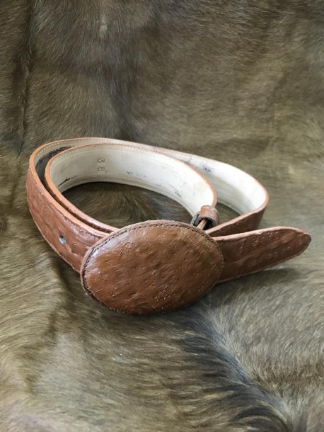 Cinturón de piel de Avestruz Hebilla Oval